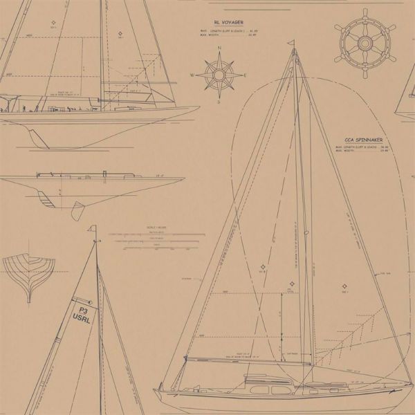 Boat Vintage Kese Kağıdı Saman Renk Duvar Kağıdı