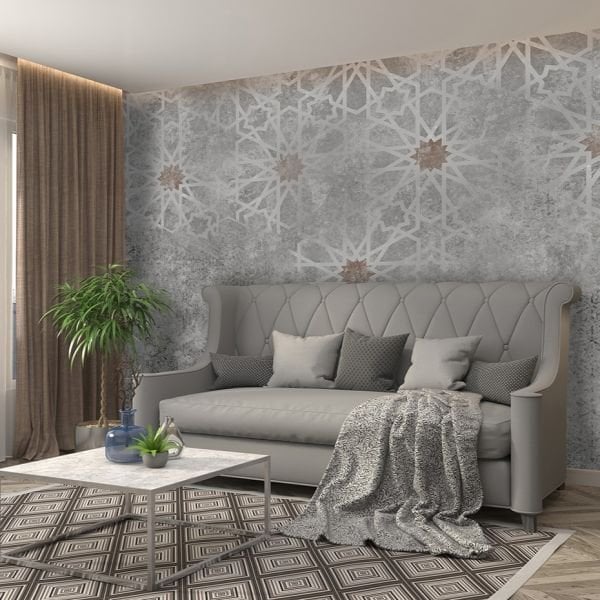 Gri Eskitme Zeminde Yıldızlar Duvar Kağıdı