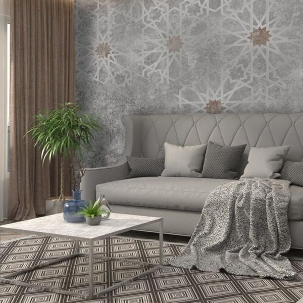 Gri Eskitme Zeminde Yıldızlar Duvar Kağıdı