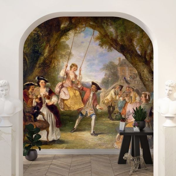 Eski Zamanda Salıncakta Ve Eğlenen İnsanlar Duvar Kağıdı