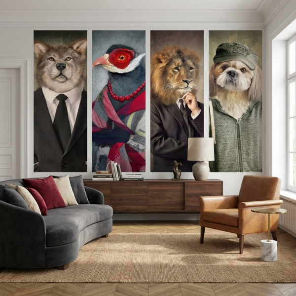 Çerçeve Detaylı Egzotik Hayvanlar Duvar Kağıdı