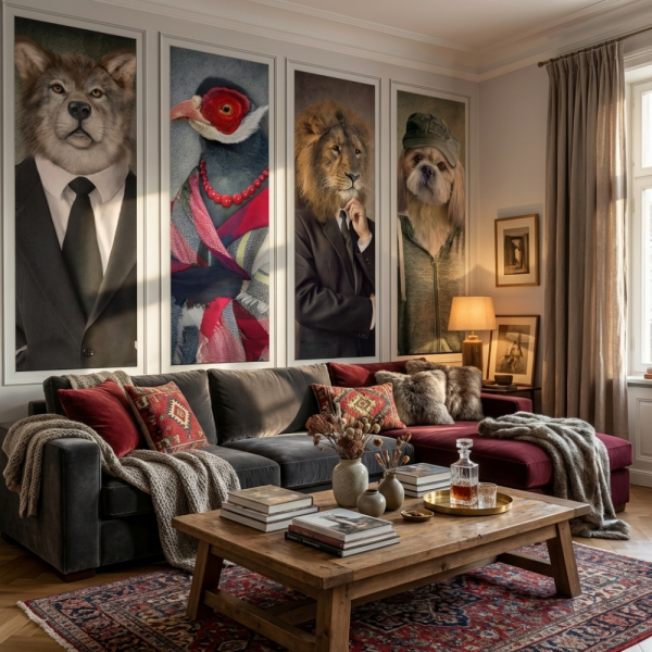 Çerçeve Detaylı Egzotik Hayvanlar Duvar Kağıdı