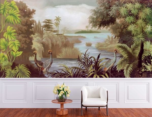 Uva Nehirde Tavuş Kuşları Orman Duvar Kağıdı