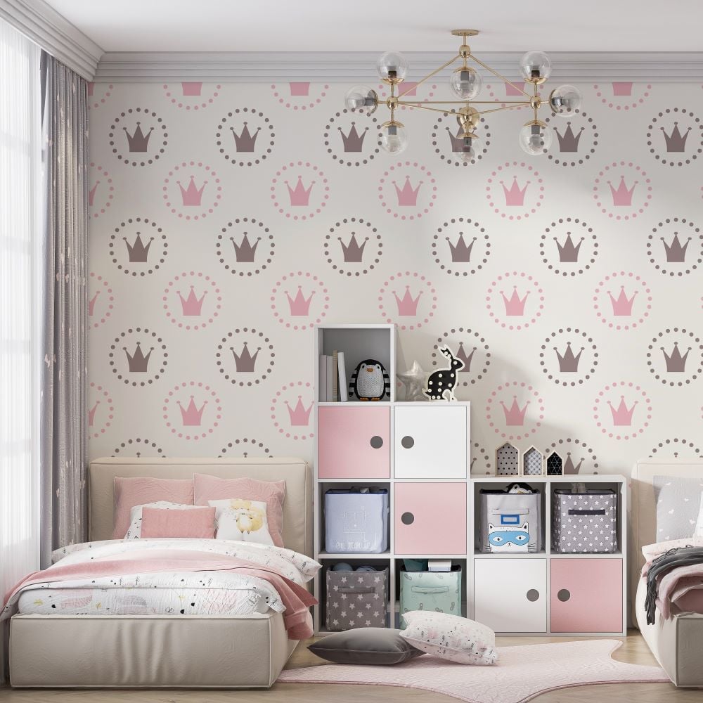 Renkli Prenses Taç Tasarım duvar Kağıdı