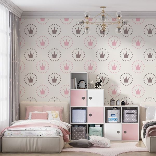 Renkli Prenses Taç Tasarım duvar Kağıdı