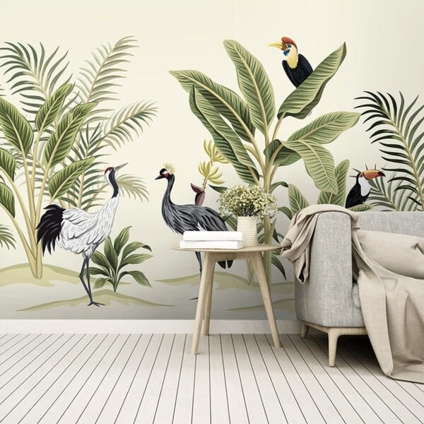 Yeşil Yapraklar Egzotik Orman Duvar Kağıdı