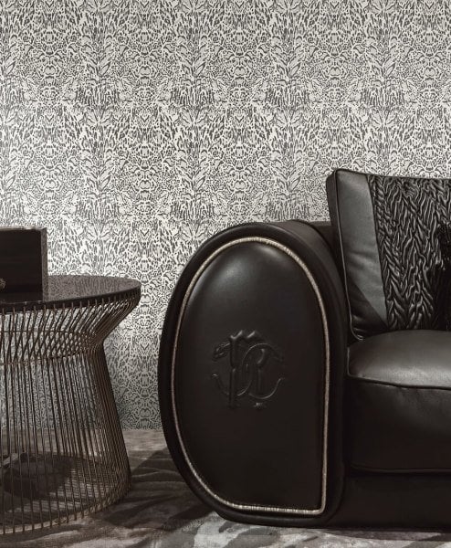 Roberto Cavalli Leopar Desen Siyah Duvar Kağıdı
