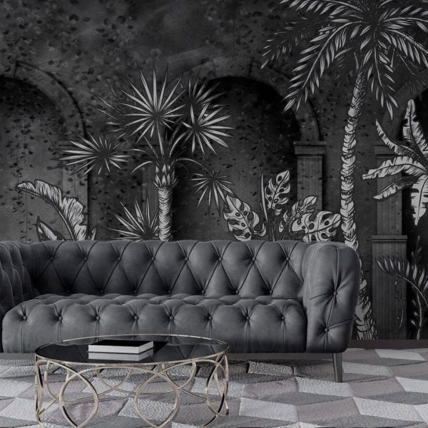 Siyah Antrasit Roma Sütunları Tasarım Duvar Kağıdı