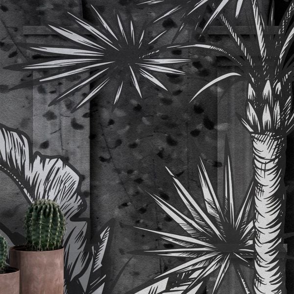 Siyah Antrasit Roma Sütunları Tasarım Duvar Kağıdı