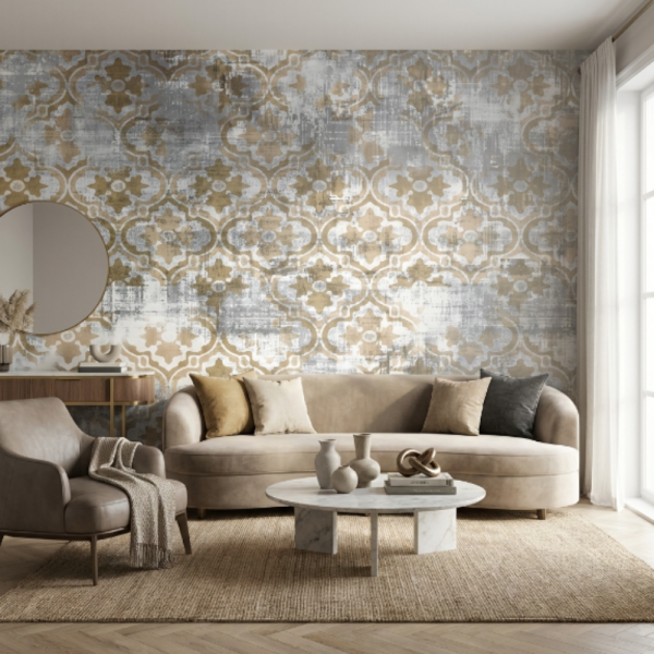 Old damask Kahve Tonlarda Duvar Kağıdı