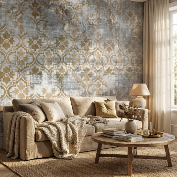 Old damask Kahve Tonlarda Duvar Kağıdı