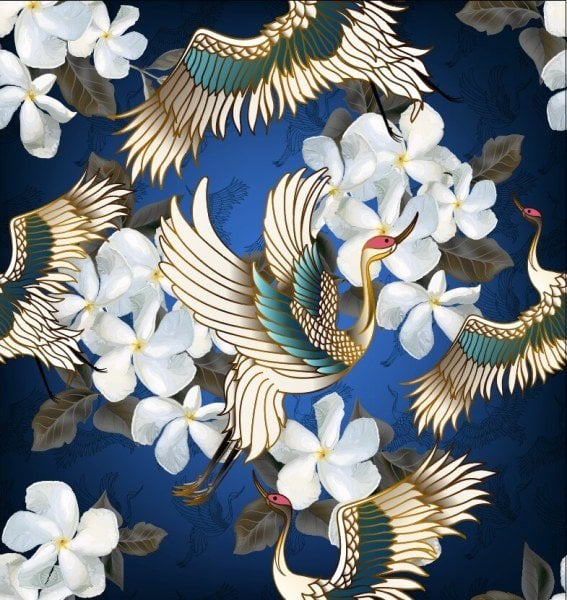 Orkide Çiçekler Leylekler Muhteşem Duvar Kağıdı