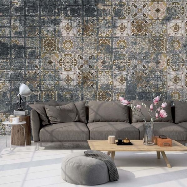 Kahve Seramik Çini Desen Duvar Kağıdı