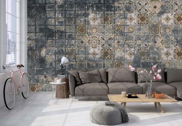 Kahve Seramik Çini Desen Duvar Kağıdı