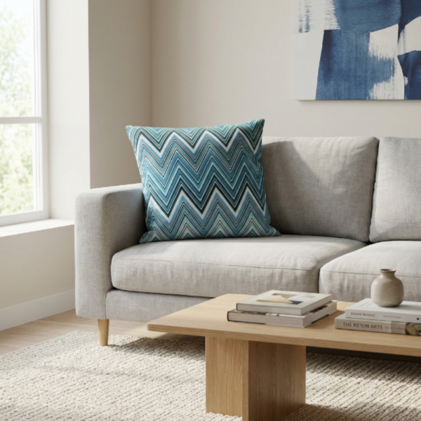 Okyanus Ritmi Zigzag Desenli Dekoratif Yastık