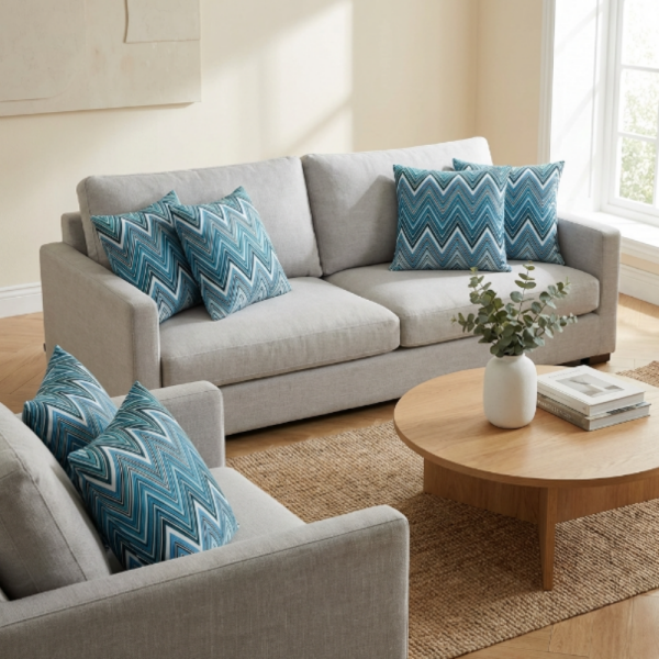 Okyanus Ritmi Zigzag Desenli Dekoratif Yastık