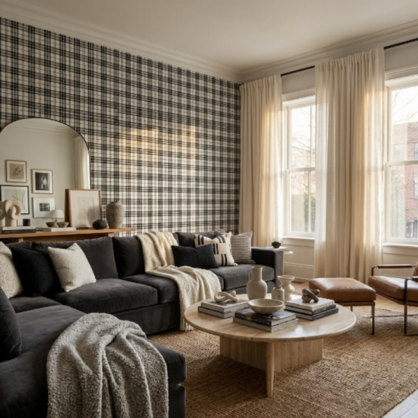 Siyah Ekoseli Kareli Duvar Kağıdı