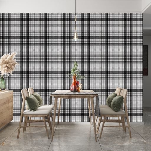 Siyah Ekoseli Kareli Duvar Kağıdı