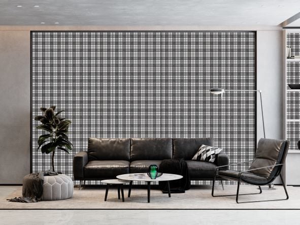 Siyah Ekoseli Kareli Duvar Kağıdı