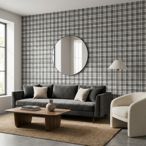 Siyah Ekoseli Kareli Duvar Kağıdı