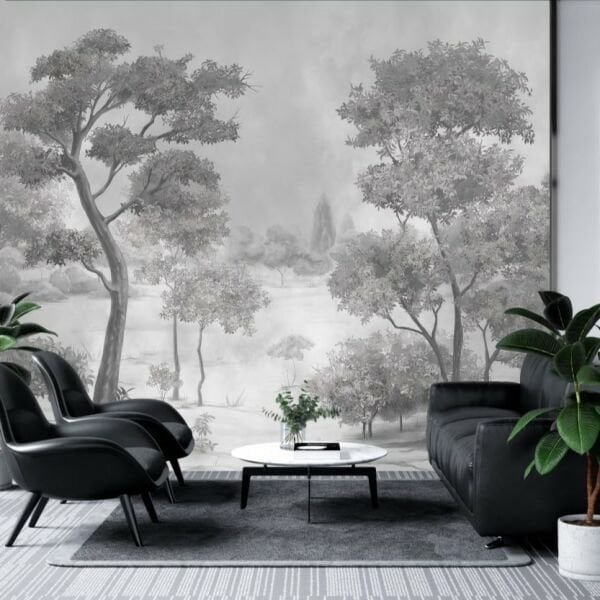 Sisli Orman Ağaçlar Duvar Kağıdı