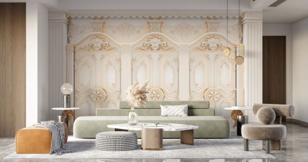 Gold Kapılar Rölyef Görselli Tasarım Duvar Kağıdı