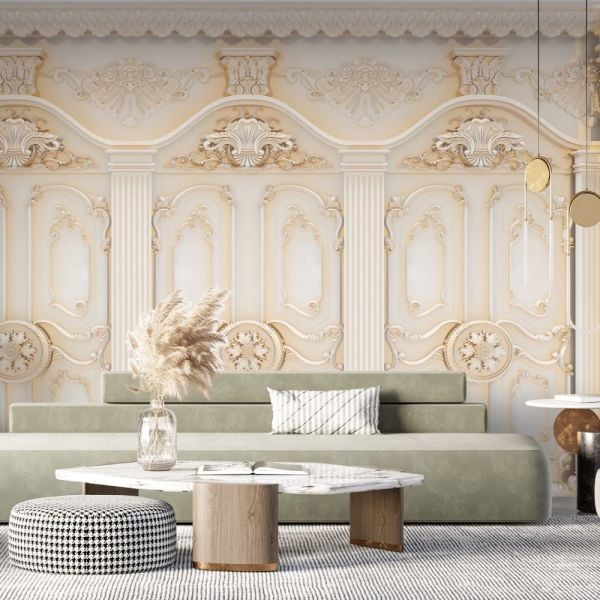 Gold Kapılar Rölyef Görselli Tasarım Duvar Kağıdı