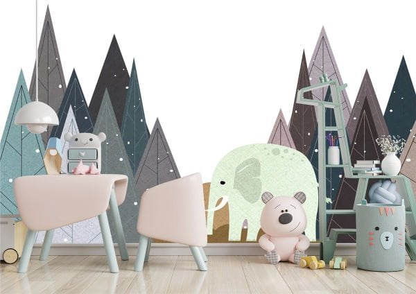 Uva Üçgen Ağaçlar Fil Duvar Kağıdı