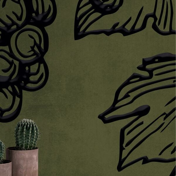 Koyu Yeşil Zeminde Üzüm Ağaçları Kır Evi Duvar Kağıdı