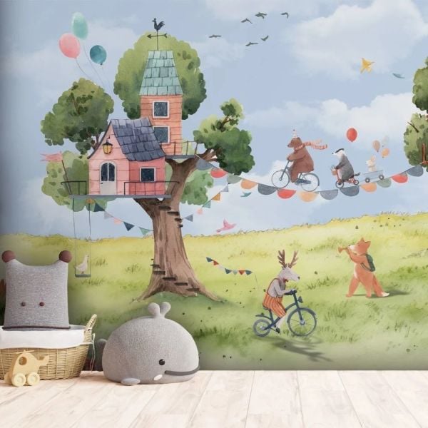 Ağaç Evler Şirin Panayır Oyunları Hayvanlar Duvar Kağıdı