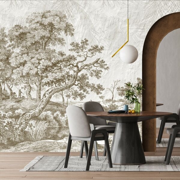 Sepya Ağaçlar Orman Antik Zamanlar Duvar Kağıdı