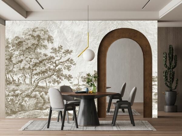 Sepya Ağaçlar Orman Antik Zamanlar Duvar Kağıdı