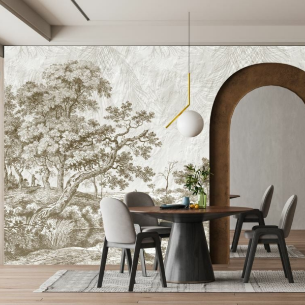 Sepya Ağaçlar Orman Antik Zamanlar Duvar Kağıdı