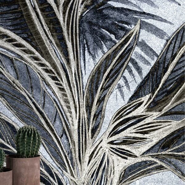 Antrasit Koyu Renklerde Tropik Orman Duvar Kağıdı