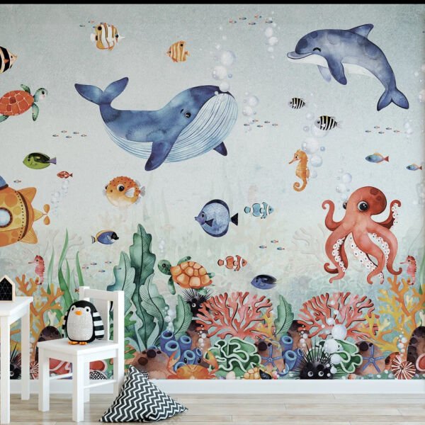 Uva Denizaltı Balinalar Ahtapot Duvar Kağıdı