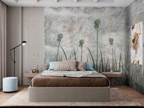 Siyah Gri Yıldız Çiçeği Duvar Kağıdı