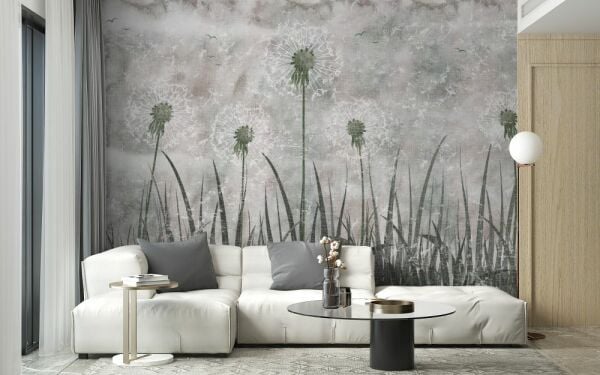 Siyah Gri Yıldız Çiçeği Duvar Kağıdı