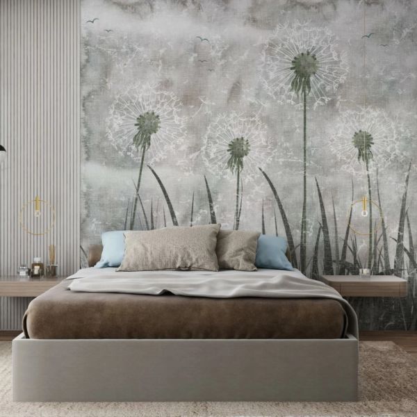 Siyah Gri Yıldız Çiçeği Duvar Kağıdı