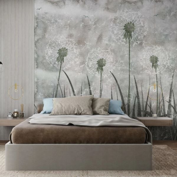 Siyah Gri Yıldız Çiçeği Duvar Kağıdı