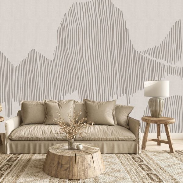 Kaşmir Renk Geometrik Çizgiler Duvar Kağıdı