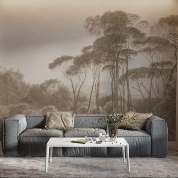 Sepya Renk Çam Ağaçları Orman Duvar Kağıdı
