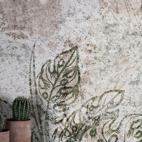 Tropik Ağaçlar Eskitme Zeminde Duvar Kağıdı