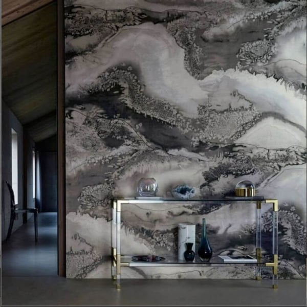 Adım Farah Dizi Ali Galip Yatak Odası Çıta İçi Pano Siyah Antrasit Vizon Soyut Desen Pano Duvar Kağıdı