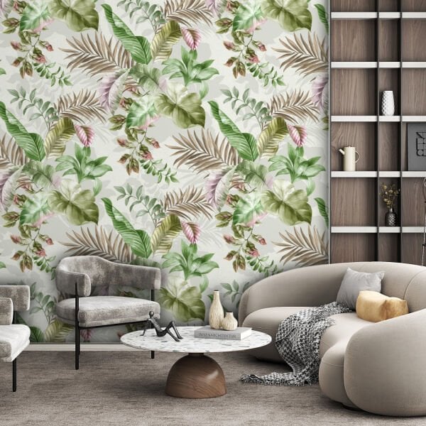 Gül Kurusu Renk Yapraklar Tasarım Duvar Kağıdı