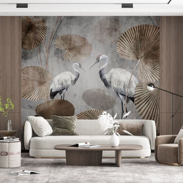 Nilüfer Yapraklarında Pelikanlar Duvar Kağıdı