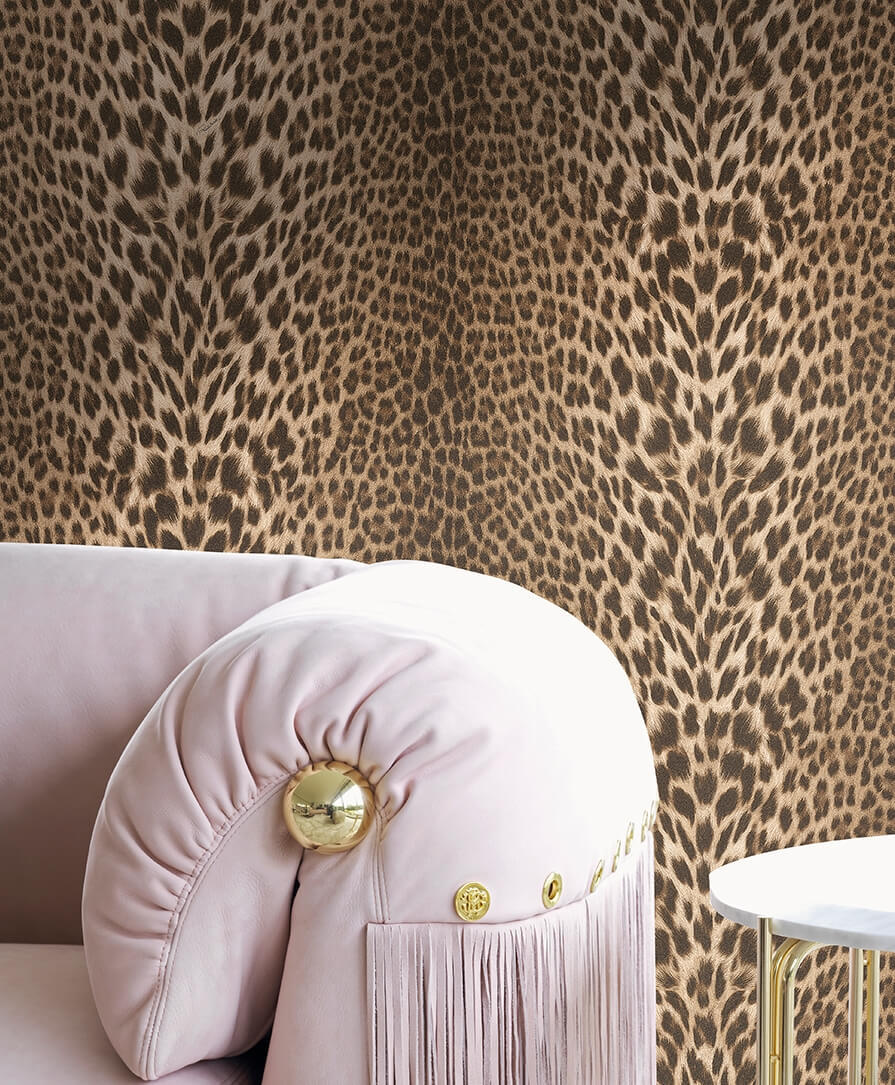 Roberto Cavalli Leopar Desen Kahverengi Duvar Kağıdı