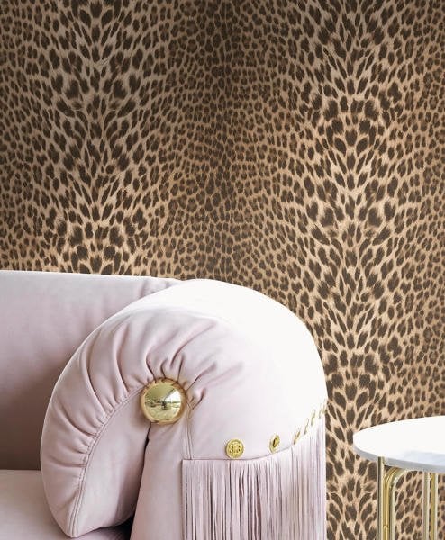 Roberto Cavalli Leopar Desen Kahverengi Duvar Kağıdı