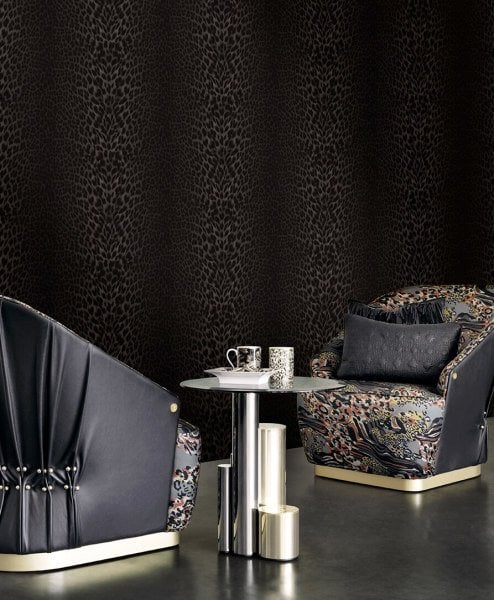 Roberto Cavalli Leopar Desen Siyah Duvar Kağıdı