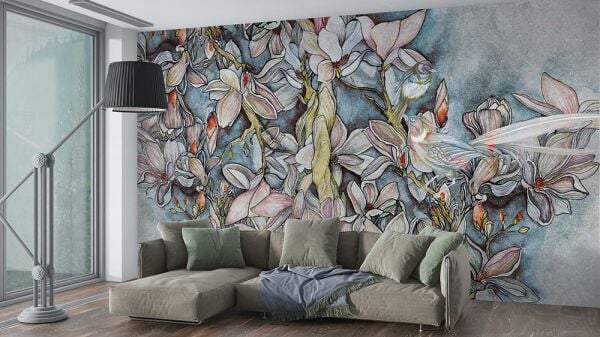 Özel Tasarım Çizim Çiçekler Duvar Kağıdı