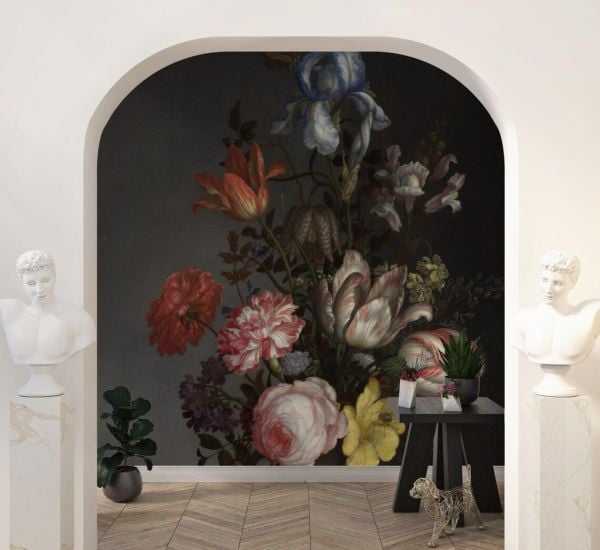 Laleler Mimoza Çiçek Buketi Tasarım Duvar Kağıdı